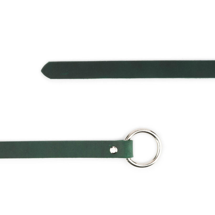 Green Belt With O Ring Silver Genuine Leather 3