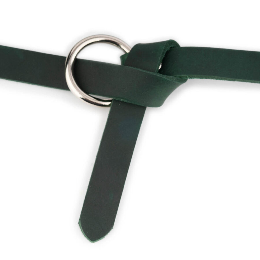 Green Belt With O Ring Silver Genuine Leather 4