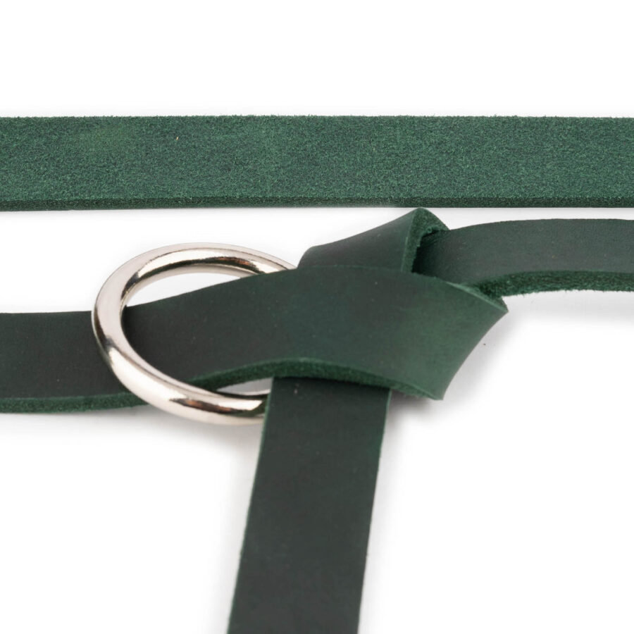 Green Belt With O Ring Silver Genuine Leather 5