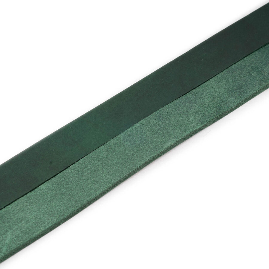 Green Belt With Ring Buckle Gold Tie Real Leather 2