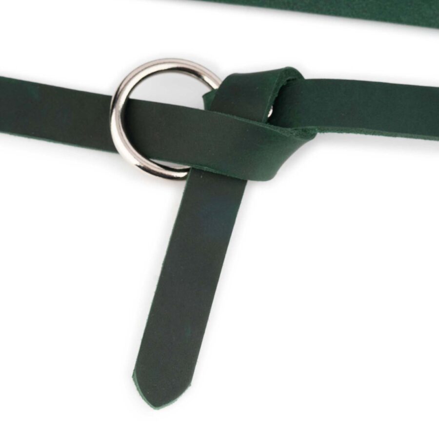 Green Medieval Belt Knotted With Silver Ring Soft Leather 2