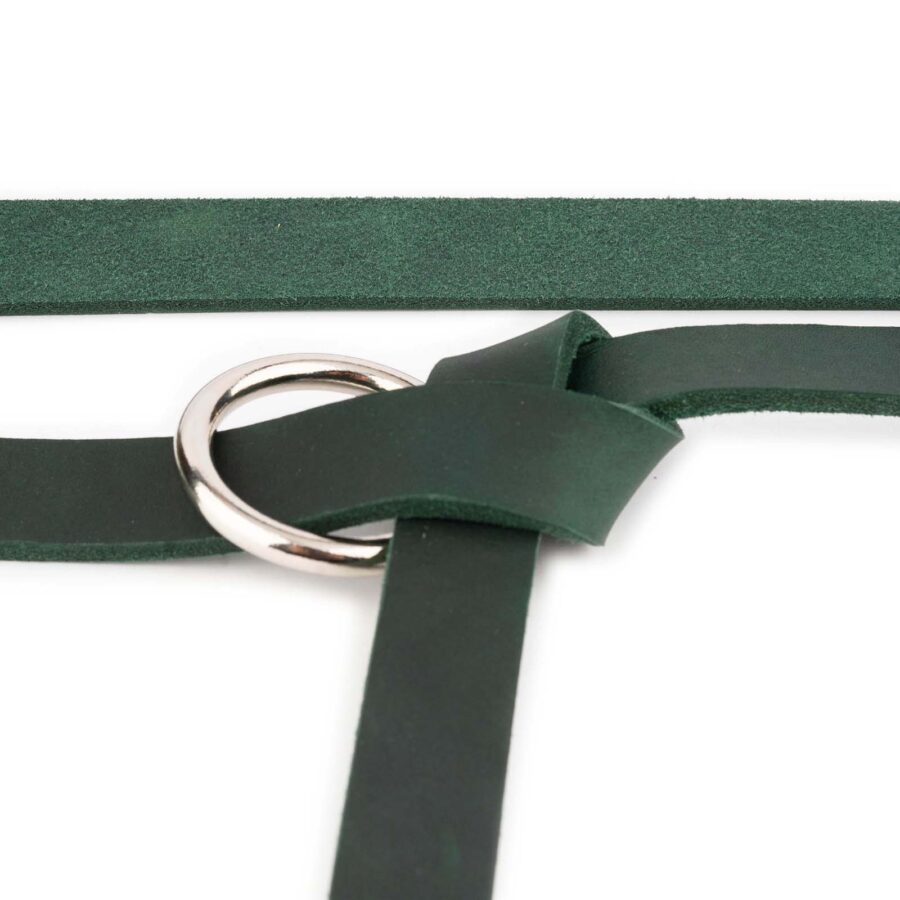 Green Medieval Belt Knotted With Silver Ring Soft Leather 3