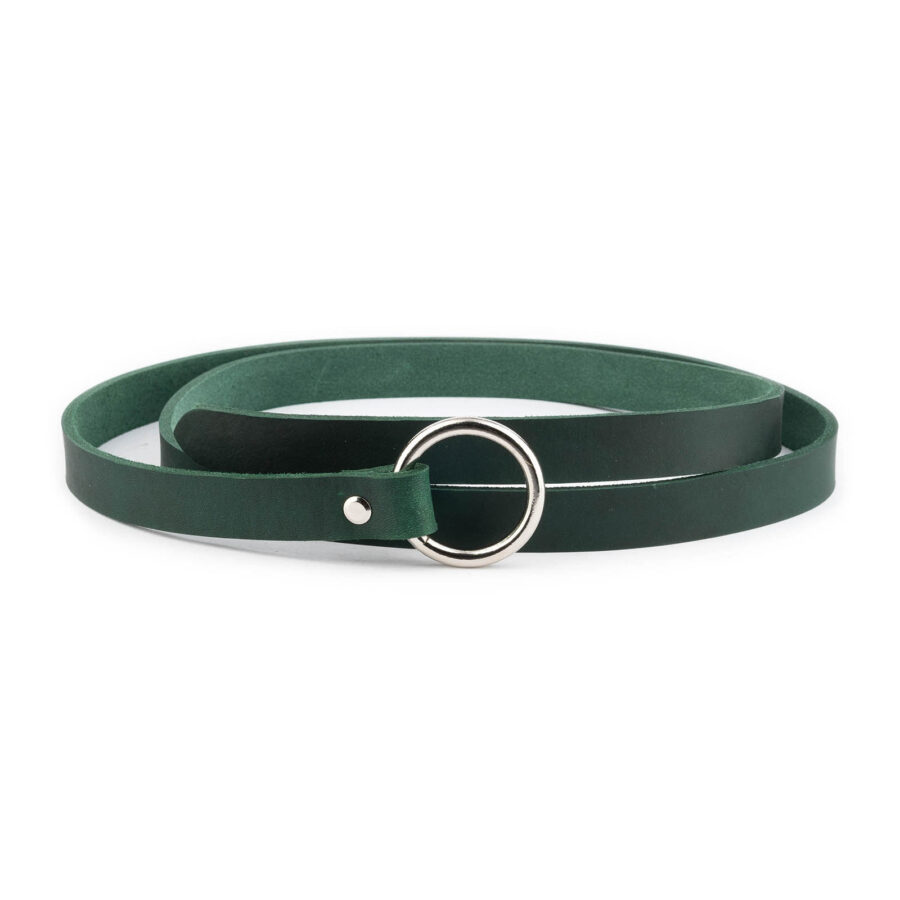 Green Medieval Belt Knotted With Silver Ring Soft Leather 5