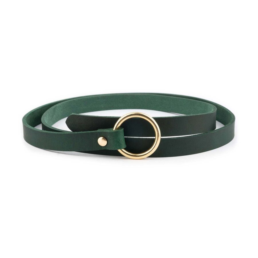 Green Medieval Belt With Gold Ring Real Soft Leather 4