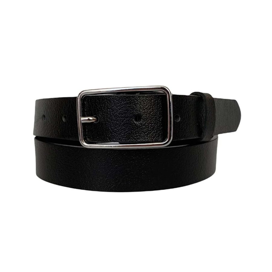 Jeans Belt For Lady Rectangle Buckle black real leather 3cm KDN 04 16