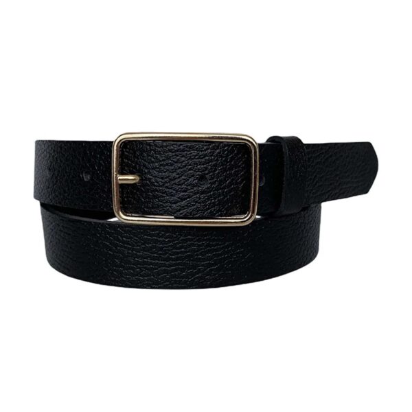 Jeans Belt For Lady Rectangle Buckle black real leather 3cm KDN 05 10