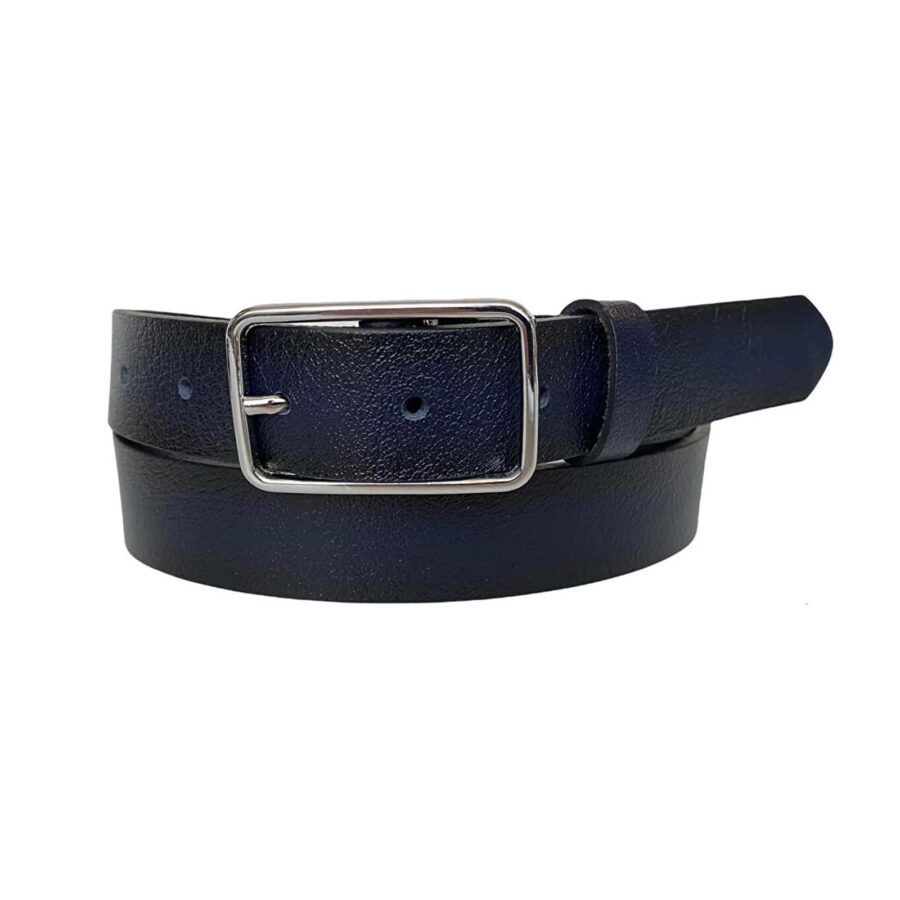 Jeans Belt For Lady Rectangle Buckle blue real leather 3cm KDN 04 9