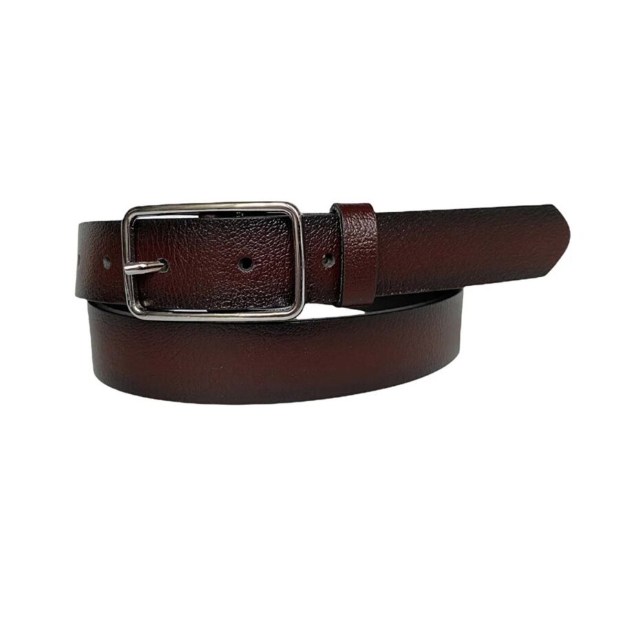 Jeans Belt For Lady Rectangle Buckle burgundy real leather 3cm KDN 04 12