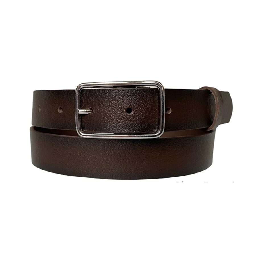 Jeans Belt For Lady Rectangle Buckle dark brown real leather 3cm KDN 04 5