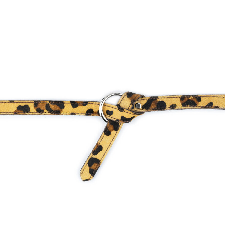 Leopard Print Tie Belt With Knot Calf Hair Leather 2