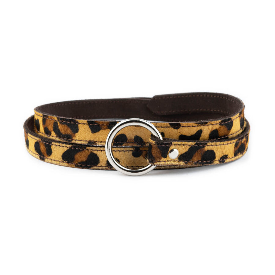 Leopard Print Tie Belt With Knot Calf Hair Leather 4