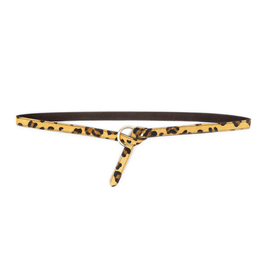 Leopard Tie Belt With Gold O Ring Calf Hair Leather 1 TIERNGDLPH20LOEPET