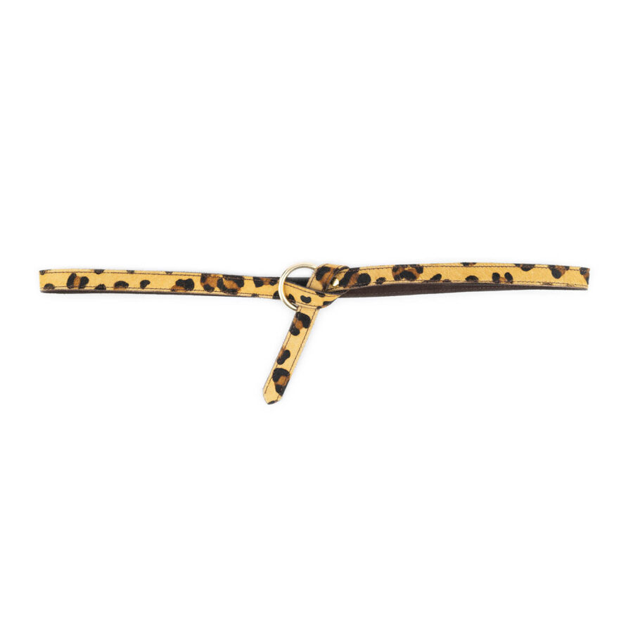 Leopard Tie Belt With Gold O Ring Calf Hair Leather 2