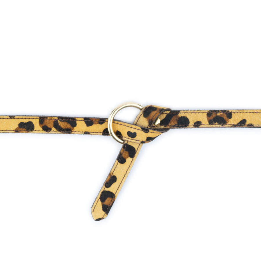 Leopard Tie Belt With Gold O Ring Calf Hair Leather 3