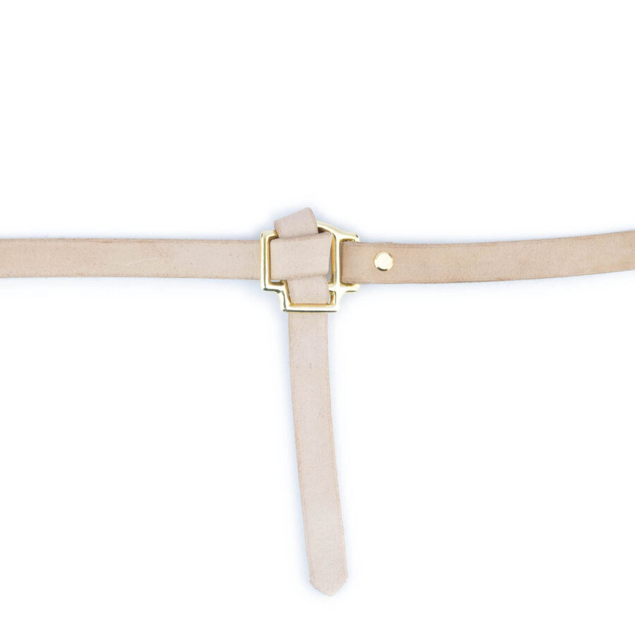 Medieval Belt With Knot Gold Buckle Natural Leather 3