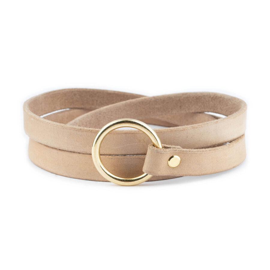 Medieval Belt With Knot Gold Ring Buckle Natural Leather 4