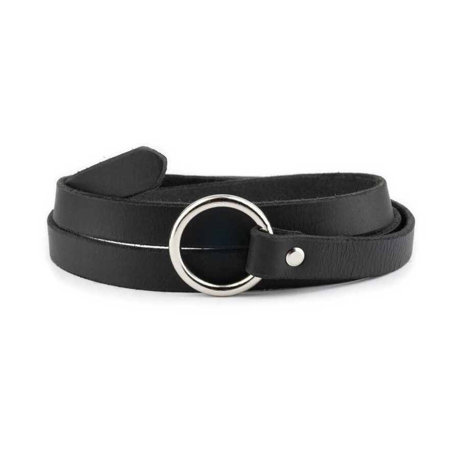 Medieval Belt With Ring Black Real Leather 5