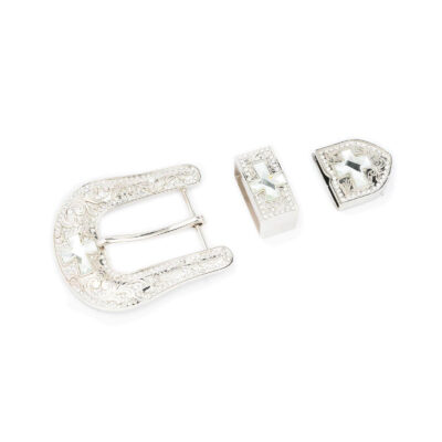 Rhinestone Cross Belt Buckle Western 3 Pc Set 1 CROSWES40PC3PET USD35