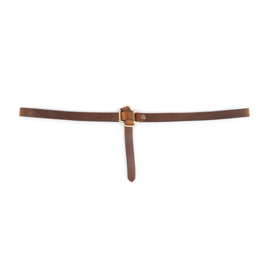 Tan Leather Belt With Knot Brass Buckle 3