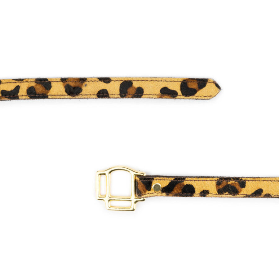 Tie Belt Knotted Leopard Print Calf Hair Gold Buckle 2