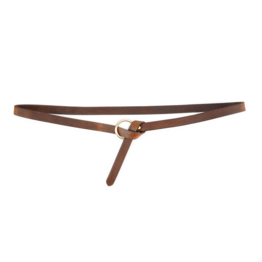 Tiebelt With Gold O Ring Tan Full Grain Leather 1 TIERNGDFL20TIEPET