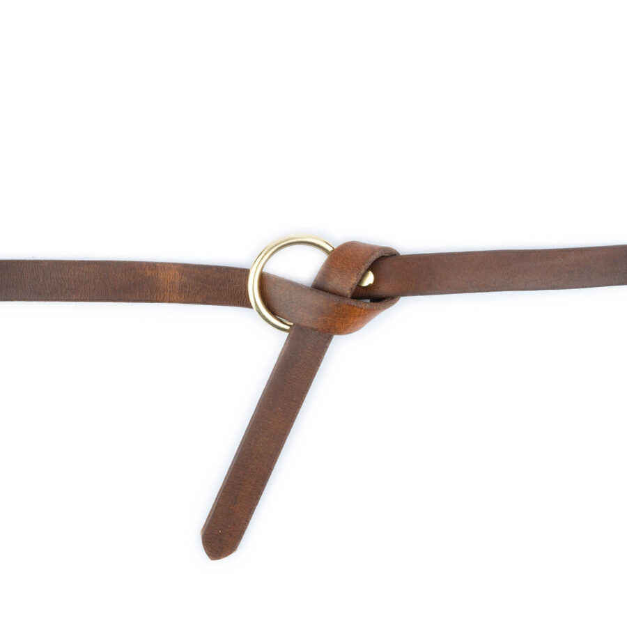 Tiebelt With Gold O Ring Tan Full Grain Leather 3