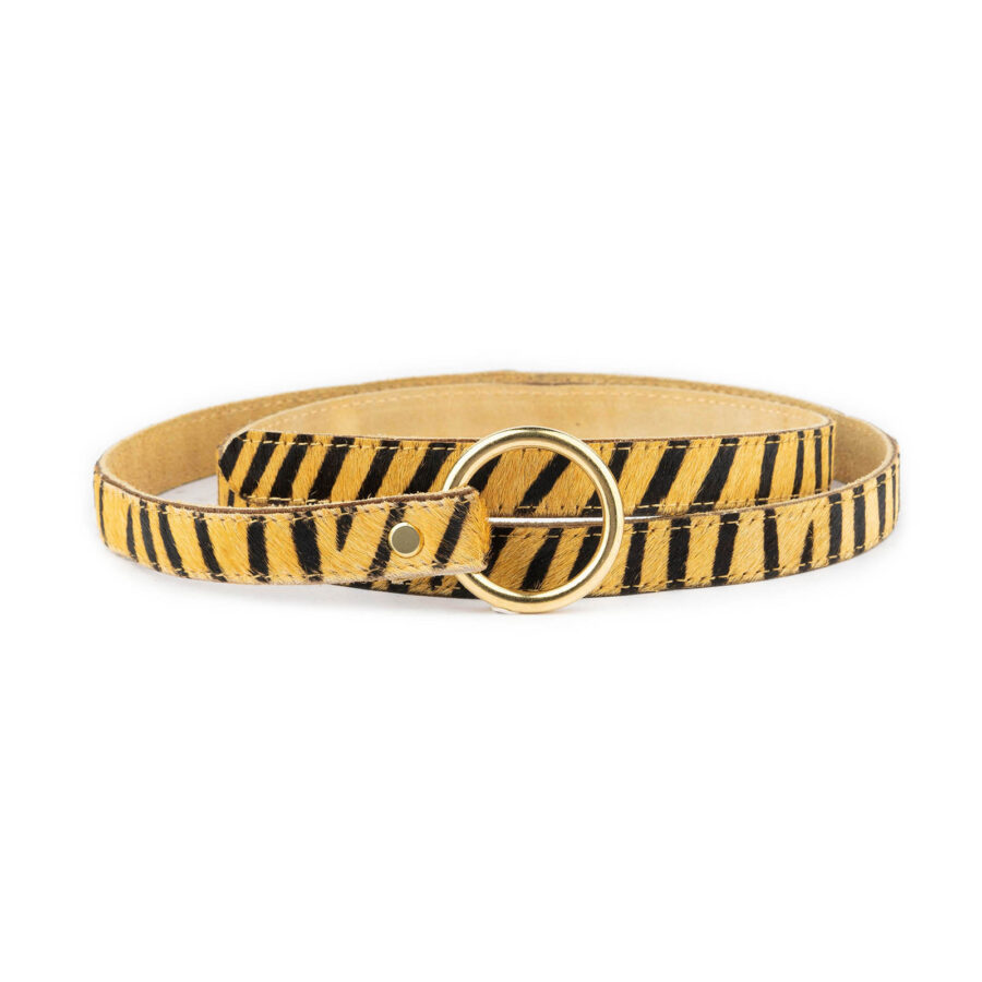 Tiger Belt With Knot Calf Hair Leather Gold Ring 4