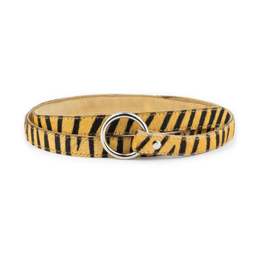 Tiger Belt With Knot Silver Ring Calf Hair Print 2