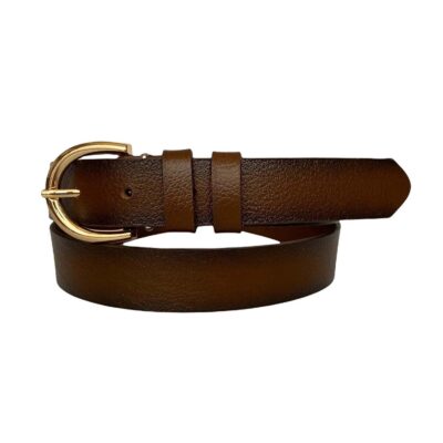 Womans Belt For Jeans gold buckle brown genuine leather 3cm KDN 02 6