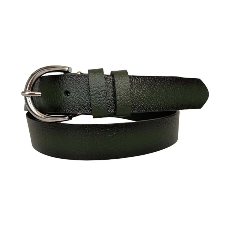 Womans Belt For Jeans green genuine leather 3cm KDN 01 3