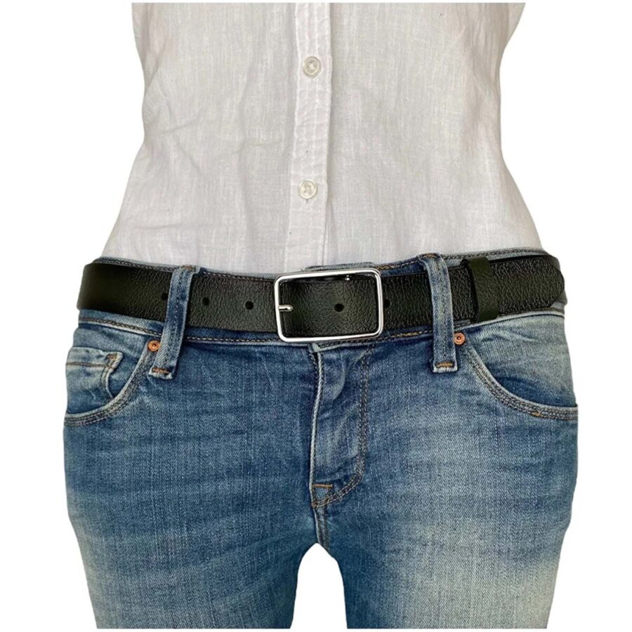 Womans Belt For Jeans green real leather 3cm KDN 04 4