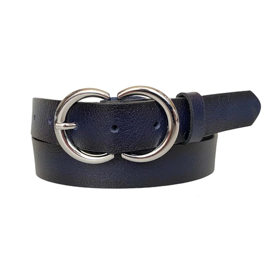 Womens Belt For Jeans blue real leather 3cm KDN 06 6