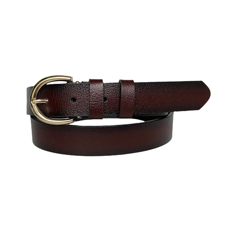 Womens Belt For Jeans burgundy genuine leather 3cm KDN 02 14