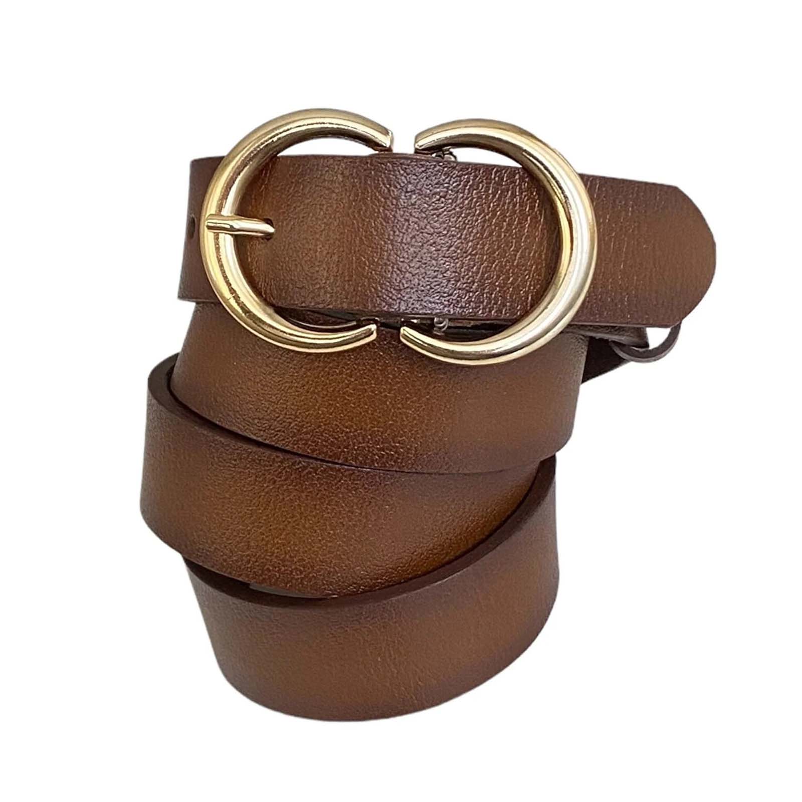 thumbnail image 2 of Faux Leather Waist Belt KASBAH Women's Skinny Belt - With Gold Buckle For Jeans & Dresses, Brown Faux Leather Belt 2 of 14