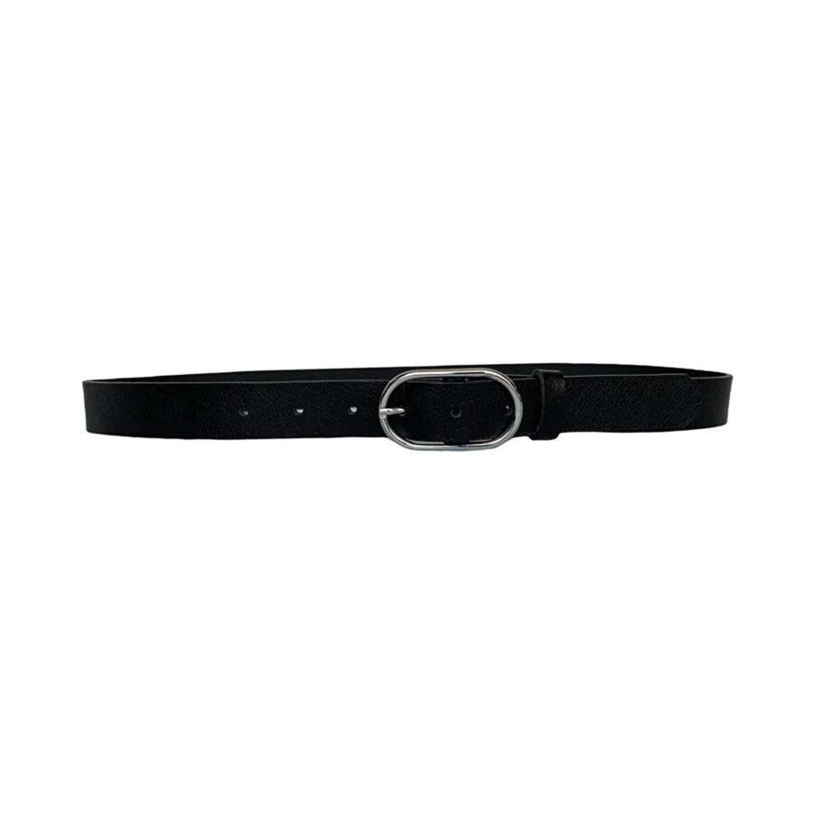 Womens Fashion Belt Oval black calfskin leather 3cm KDN 19 2