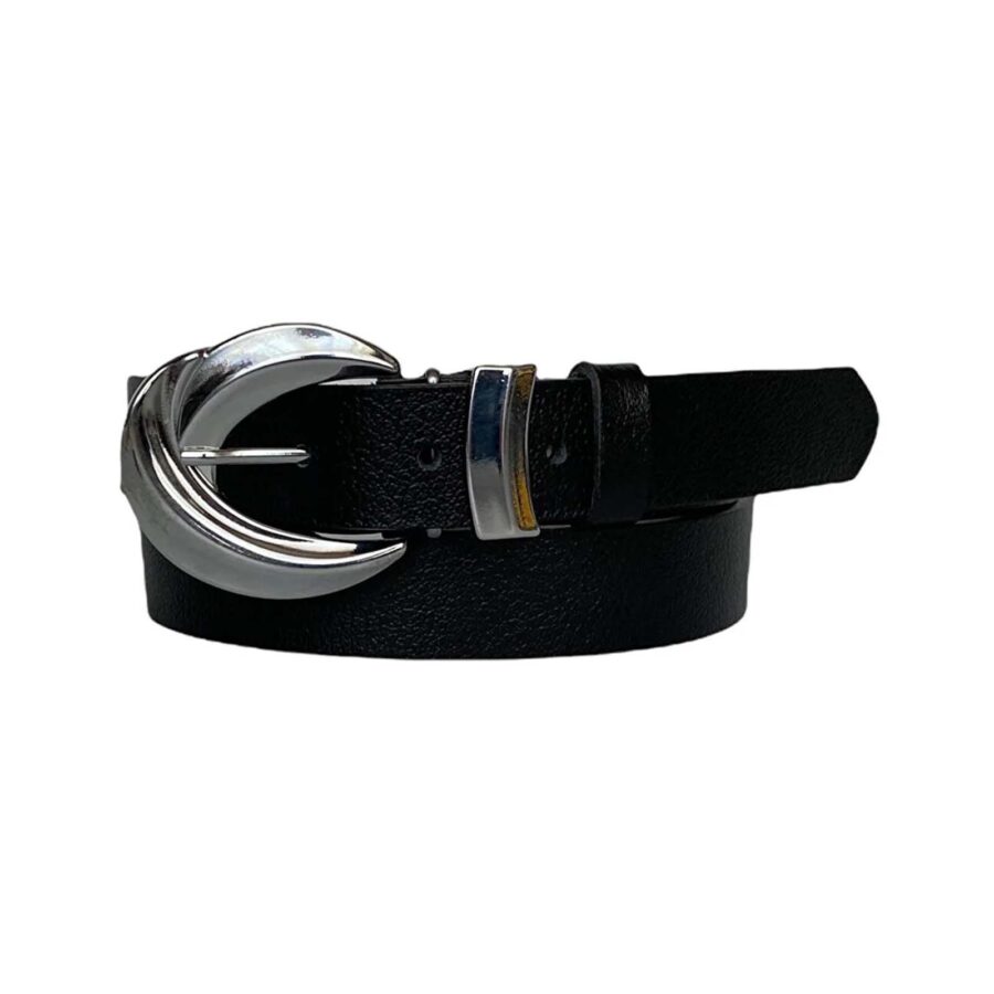 Womens Western Belt black calfskin leather 3cm KDN 25 1