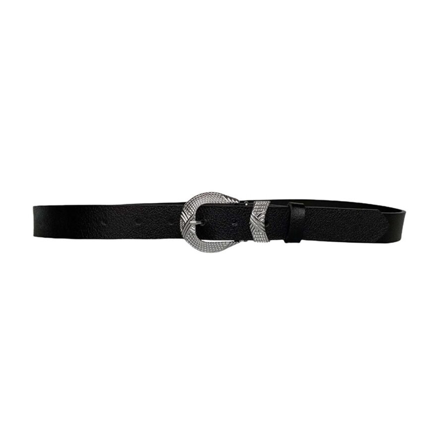 Womens Western Belt black calfskin leather 3cm KDN 26 3