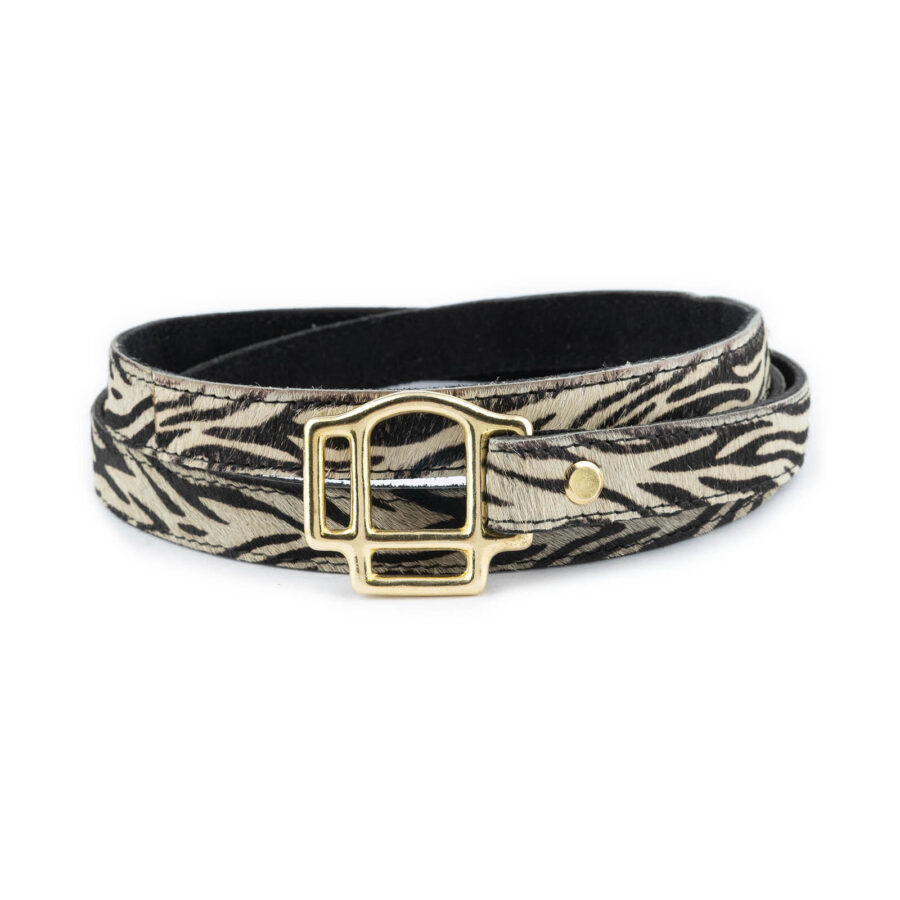 Zebra Print Belt With Knot Calf Hair Leather 4
