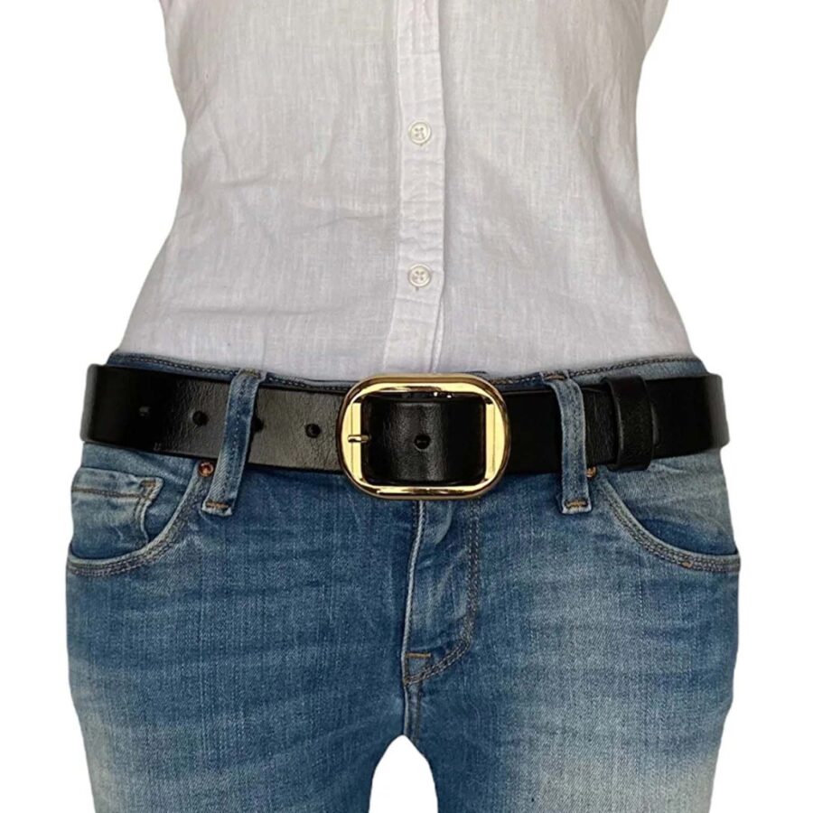 black belt for jeans womens gold buckle 4 0 cm 4 Cm an byn 44 11