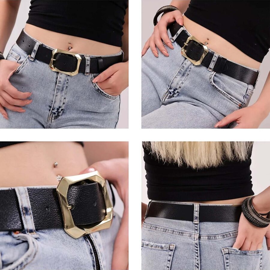 black jeans belt womens gold buckle stylish 3 8 cm amz 08 17