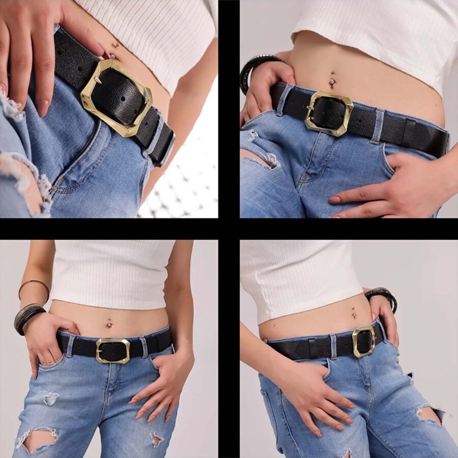 black jeans belt womens gold buckle stylish 3 8 cm amz 08 18