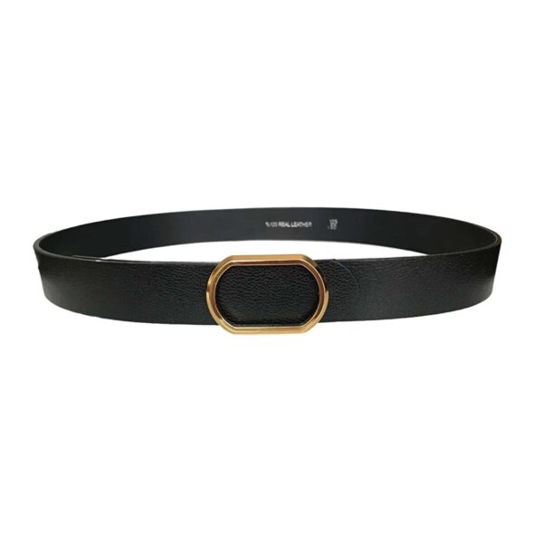 black mens casual belts for jeans gold buckle 4 Cm GoToka 18