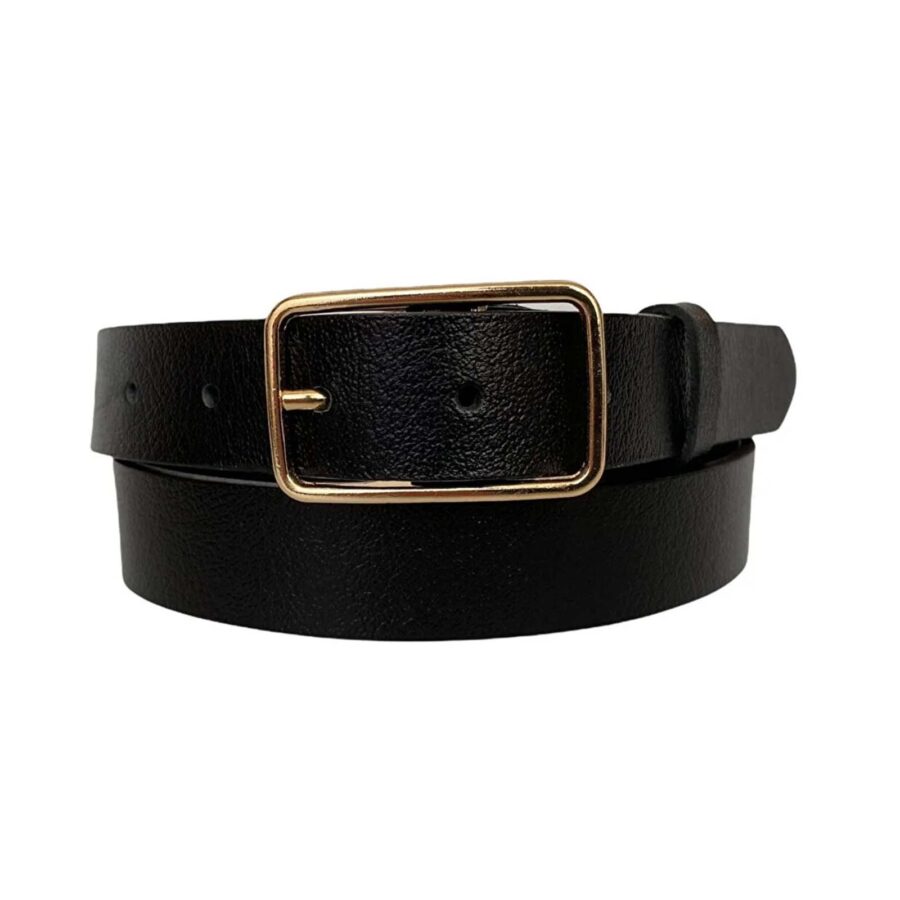 black mom jeans belt with gold buckle 3cm KDN 05 16