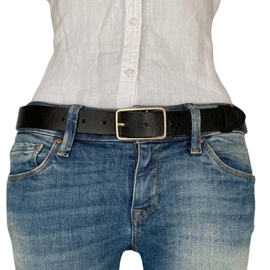 black mom jeans belt with gold buckle 3cm KDN 05 17