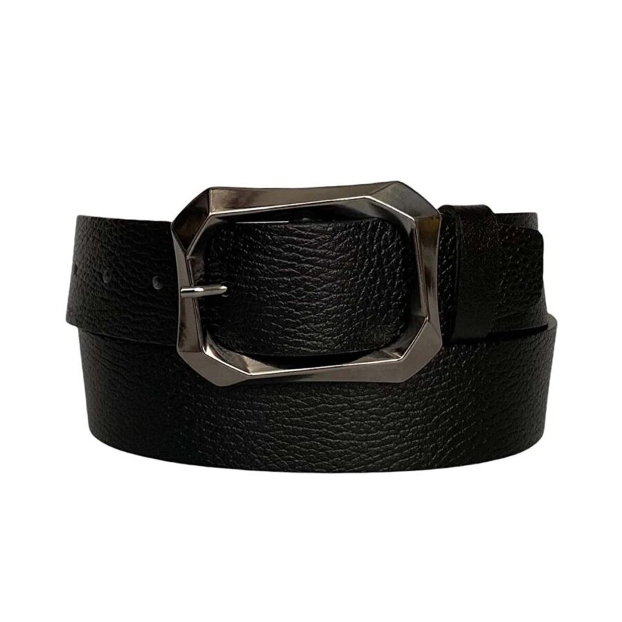 black mom jeans belt with silver buckle 4 0 cm AN BYN 07 4