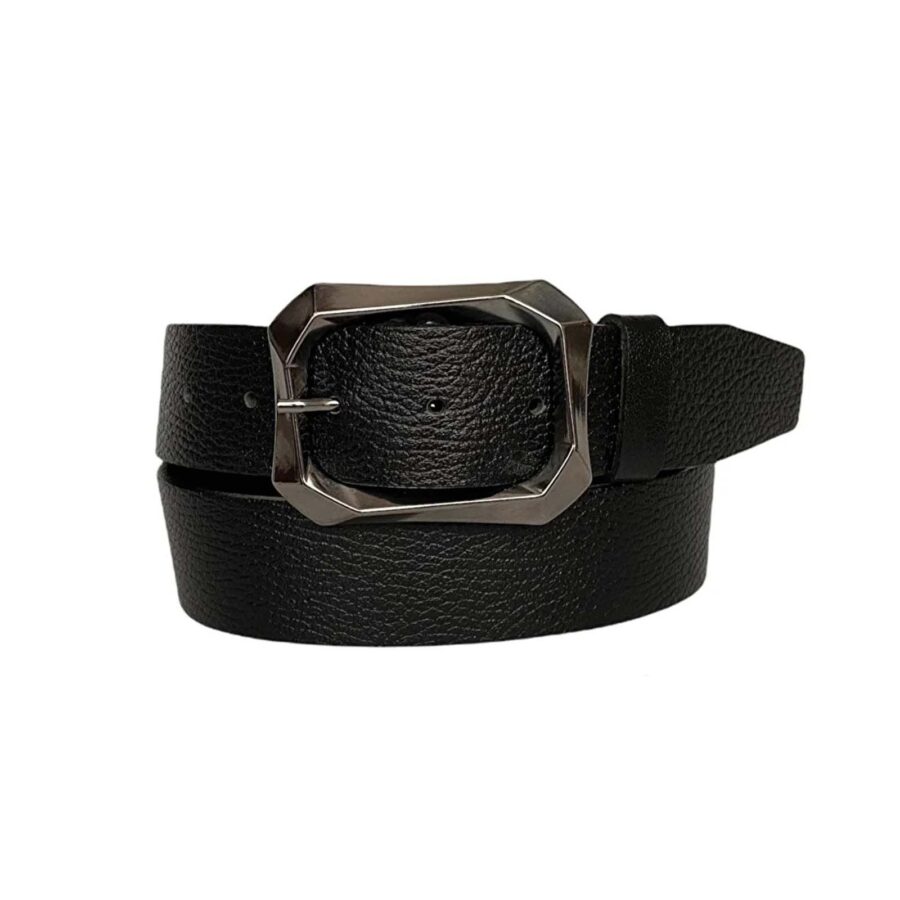 black mom jeans belt with silver buckle 4 0 cm AN BYN 07 5