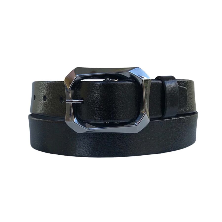 black mom jeans belt with silver buckle 4 0 cm AN BYN 07 7