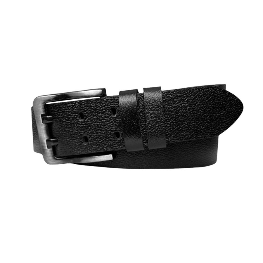 black two prong leather belt thick wide 4 5 cm 3 lu CIFT DILLI 1 copy