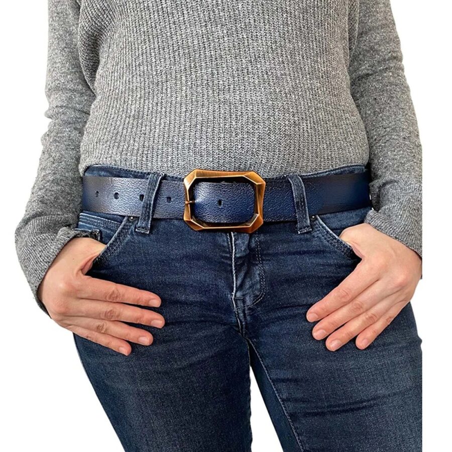 blue belt for jeans womens with copper buckle 4 0 cm 08 bakir 17