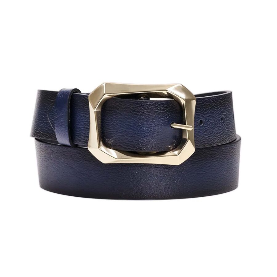 blue womens jeans belt with gold buckle 3 8cm amz 08 9